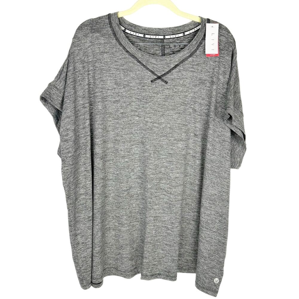 Nwt Livi Lane Bryant Grey‎ Soft Stretch Light T-Shirt Short Sleeve Top Sz 22/24